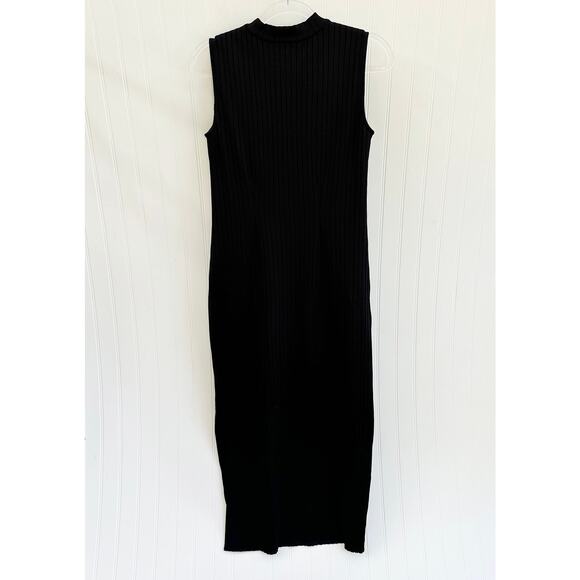 AYR The Weekender Ribbed Midi Dress Black Sleeveless Knit Size Small LBD - Picture 4 of 8